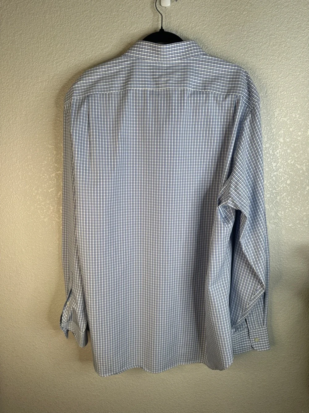 J. Crew Haberdashery Men's Wrinkle Free 80's‎ 2-Ply Blue White Plaid Dress Shirt